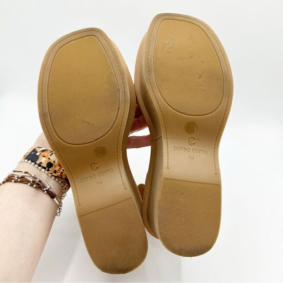 Corso Como Women’s Meena Cork Platform Tan Suede Strappy Comfort Sandals Size 7M - Picture 10 of 15